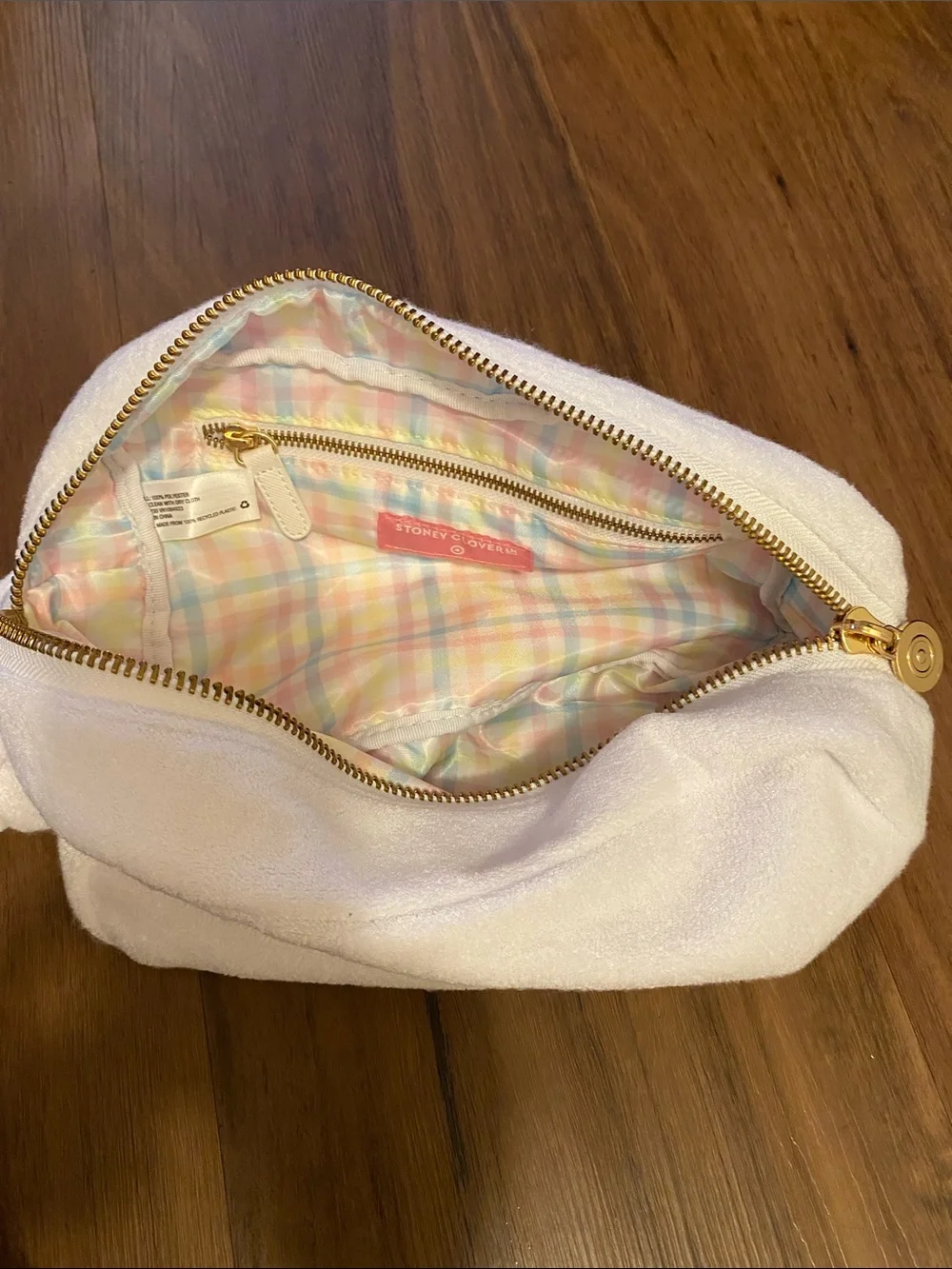 Stoney Clover Lane White Soft Zip Pouch Clutch